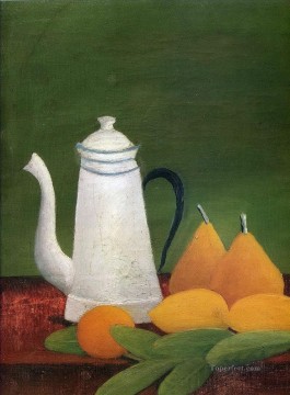 naturaleza muerta con tetera y fruta Henri Rousseau Postimpresionismo Primitivismo ingenuo Pinturas al óleo